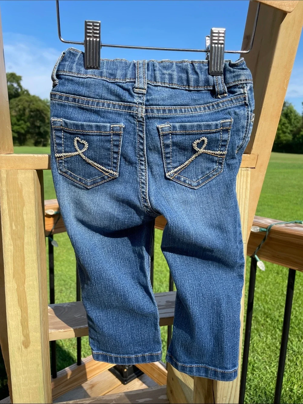 The Children's Place Girls Blue Denim Jeans with Embroidered Back Pockets